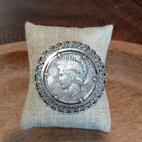 Jewelry - Vintage Coin-Style Silver-Tone Statement Ring